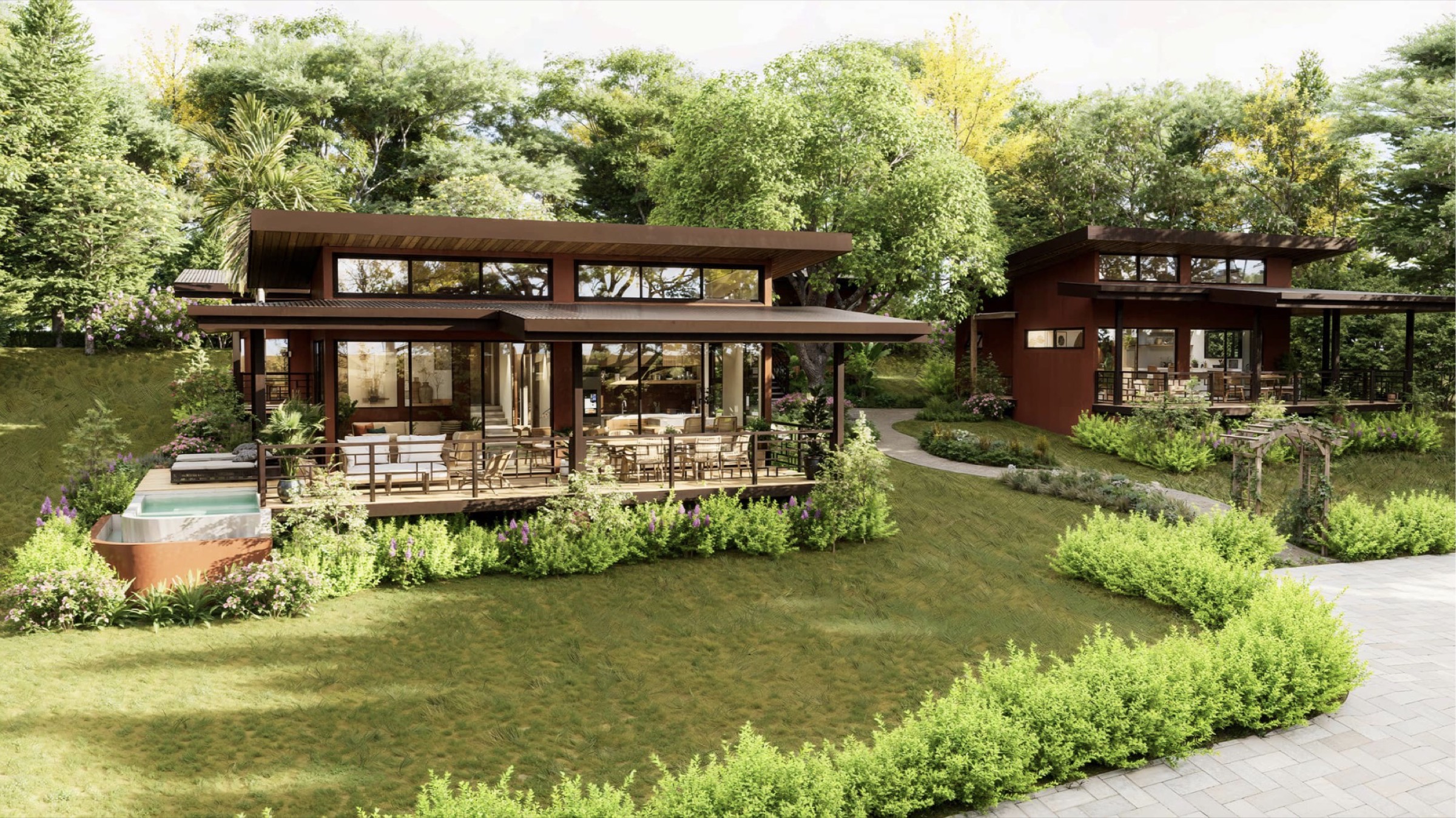 Bamboo 247: Haupthaus und Casita im Garten