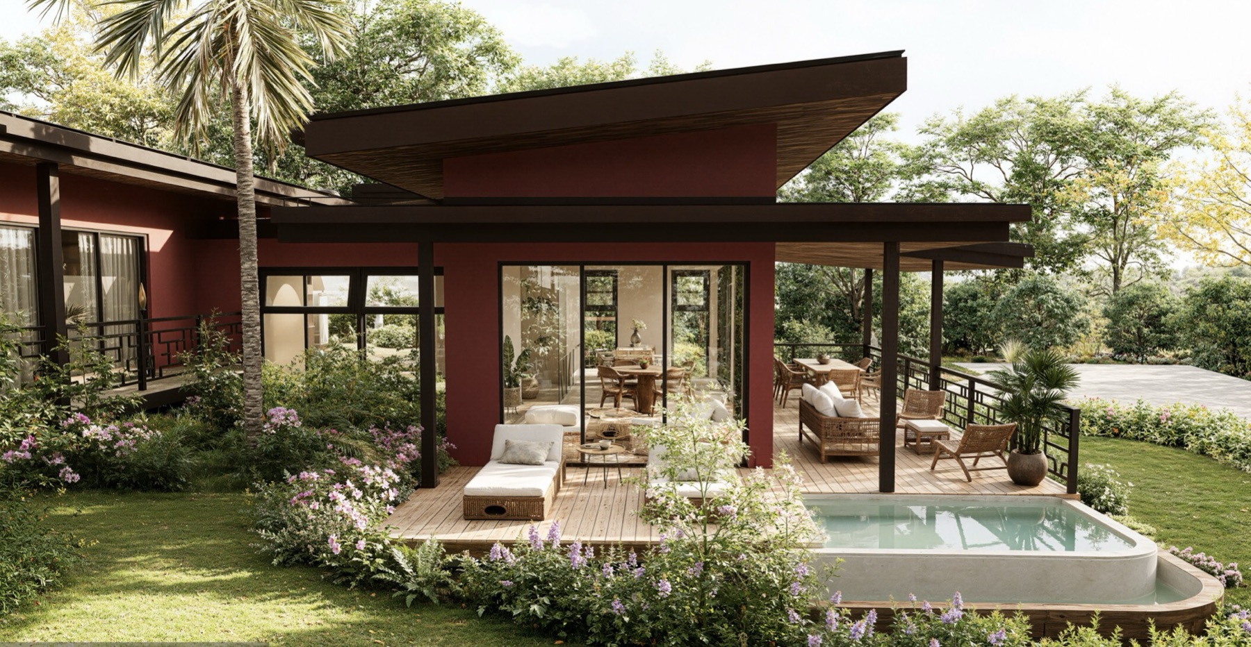 Haupthaus Bamboo 247, Terrasse mit kleinem Pool